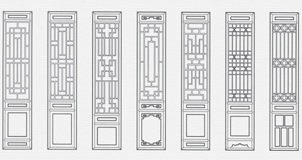 黑水常用中式仿古花窗图案隔断设计图